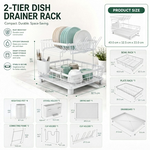 2 Tier Dish Drying Rack with Drainboard - White alternate 2