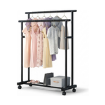 Double Rod Clothes Rack with Wheels