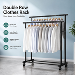Double Rod Clothes Rack with Wheels alternate 7