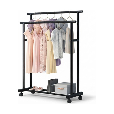 Double Rod Clothes Rack with Wheels cover