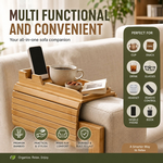 Bamboo Sofa Armrest Tray Couch Arm Table Natural alternate 1