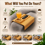 Bamboo Sofa Armrest Tray Couch Arm Table Natural alternate 5