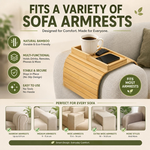 Bamboo Sofa Armrest Tray Couch Arm Table Natural alternate 6