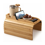Bamboo Sofa Armrest Tray Couch Arm Table Natural alternate 8