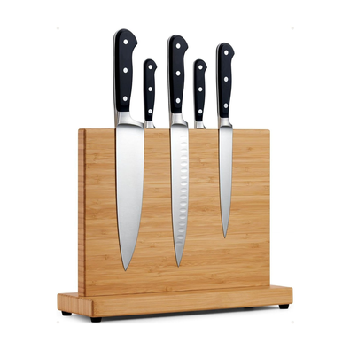Magnetic Knife Block Bamboo Double Sided Holder cover