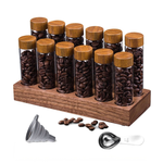 Glass Coffee Bean Storage Tubes with Wooden Stand