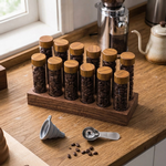 Glass Coffee Bean Storage Tubes with Wooden Stand alternate 1