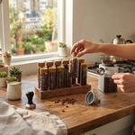 Glass Coffee Bean Storage Tubes with Wooden Stand alternate 4