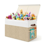 Large Foldable Toy Storage Box with Lid - Beige