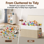 Large Foldable Toy Storage Box with Lid - Beige alternate 3