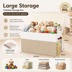 Large Foldable Toy Storage Box with Lid - Beige alternate 4