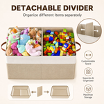 Large Foldable Toy Storage Box with Lid - Beige alternate 7