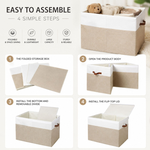 Large Foldable Toy Storage Box with Lid - Beige alternate 8