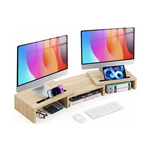 Dual Monitor Stand Riser - Beige