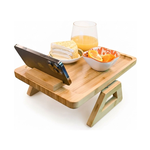 Bamboo Sofa Arm Tray with Rotating Phone Holder