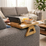 Bamboo Sofa Arm Tray with Rotating Phone Holder alternate 1