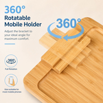 Bamboo Sofa Arm Tray with Rotating Phone Holder alternate 6