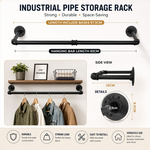 Industrial Pipe Wall Mounted Clothes Rack alternate 2