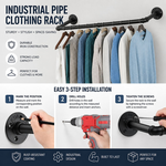 Industrial Pipe Wall Mounted Clothes Rack alternate 6