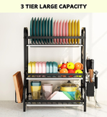 3 Tier Dish Drying Rack with Utensil Holder alternate 2
