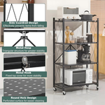 4-Tier Foldable Storage Shelf with Wheels alternate 4