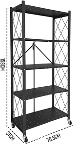 5-Tier Foldable Storage Shelf with Wheels alternate 2